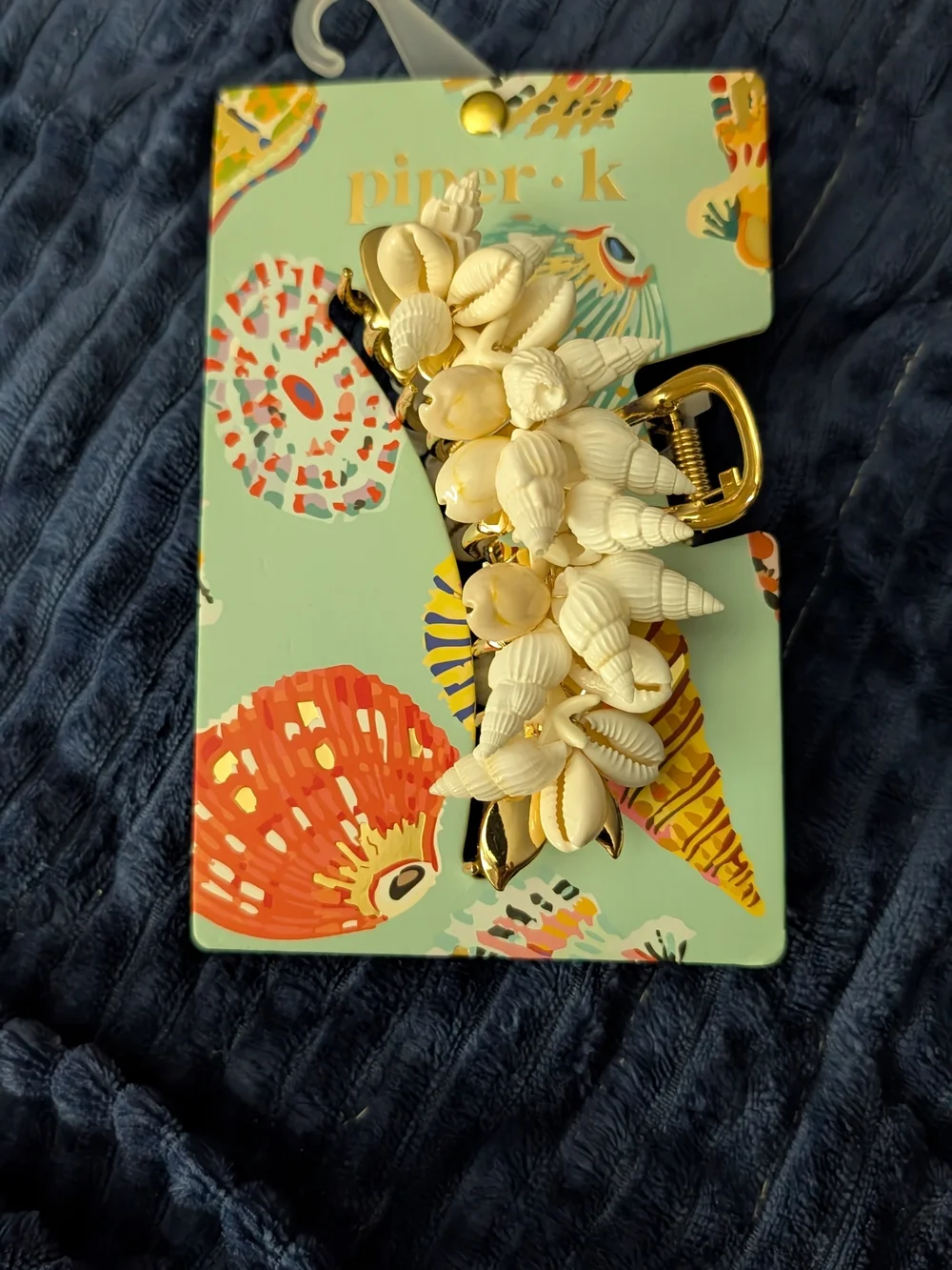 Piper K Seashell Cluster Hair Clip Gold Tone Claw Coastal Beachy Vacation NEW